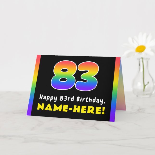 Tarjeta 83.º cumpleaños: arcoiris colorido # 83, nombre pe (Planta pequeña)