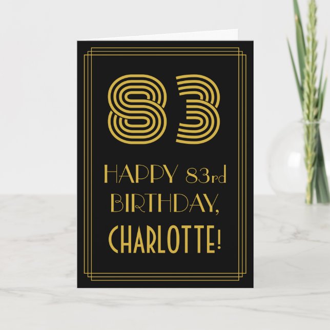 Tarjeta 83.º cumpleaños: Aspecto inspirado en el Art Deco  (Anverso)