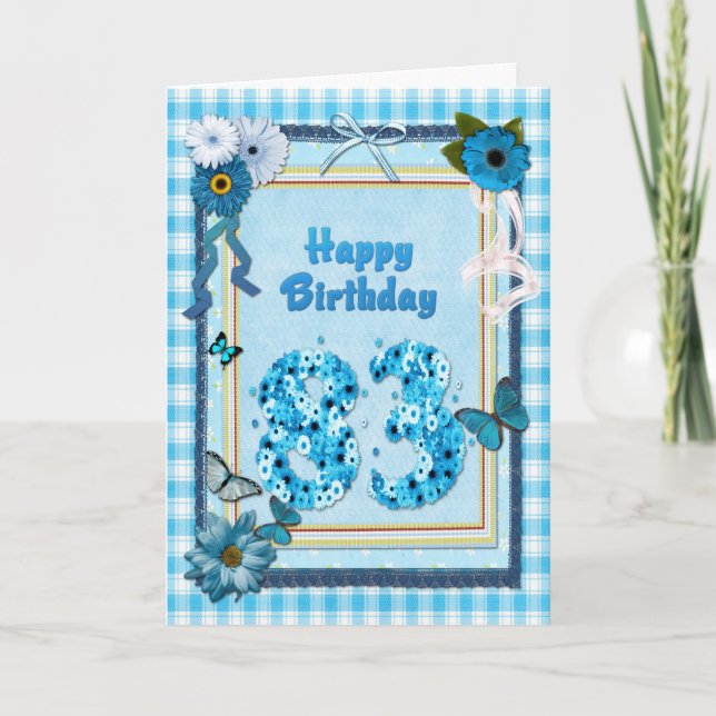 Tarjeta 83.º cumpleaños con un efecto scrapbook (Anverso)