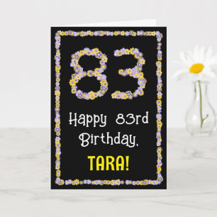 Tarjeta 83.º cumpleaños: Flores florales, nombre personali