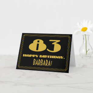 Tarjeta 83.º Cumpleaños: Nombre + Art Deco Inspirado Aspec