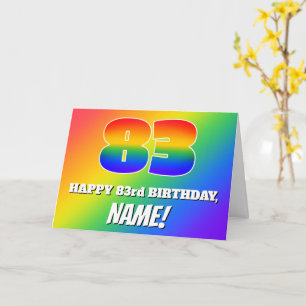 Tarjeta 83.º cumpleaños: Patrón arcoiris multicolor # 83