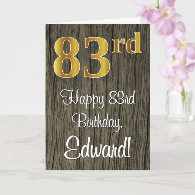 Tarjeta 83 Aniversario: Elegante Faux Gold Look #, Faux Wo (Orquídea)
