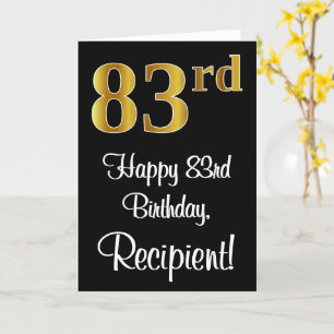 Tarjeta 83 cumpleaños ~ Elegante lujoso Faux Gold Look #