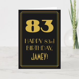 Tarjeta 83 cumpleaños ~ Look inspirado en Art Deco "83" y