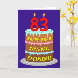 Tarjeta 83° cumpleaños: pastel de diversión y velas + nomb