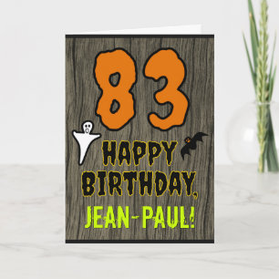 Tarjeta 83 Cumpleaños: Tema espeluznante de Halloween, nom