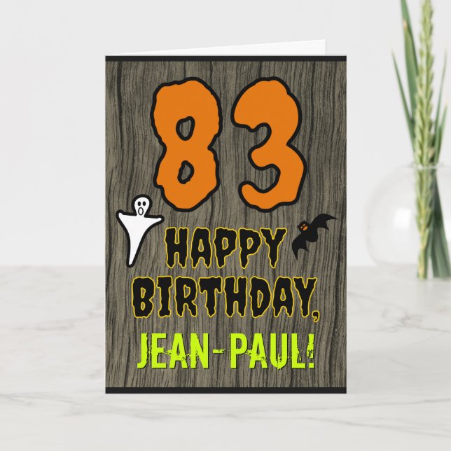 Tarjeta 83 Cumpleaños: Tema espeluznante de Halloween, nom (Anverso)