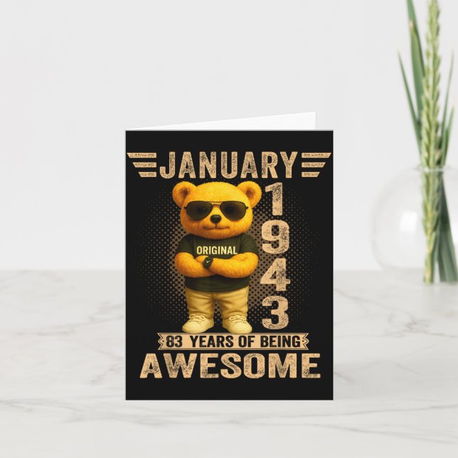 Tarjeta 83 Year Old January 1943 Teddy Bear 83rd Birthday  (Anverso)