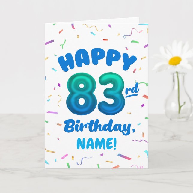 Tarjeta 83rd Balloon Number Custom Name Birthday Card (Planta pequeña)