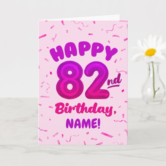 Tarjeta 83rd Balloon Number Custom Name Birthday Card (Planta pequeña)