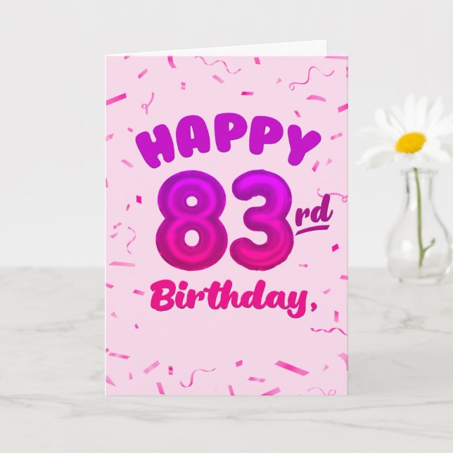 Tarjeta 83rd Balloon Number Custom Name Birthday Card (Planta pequeña)