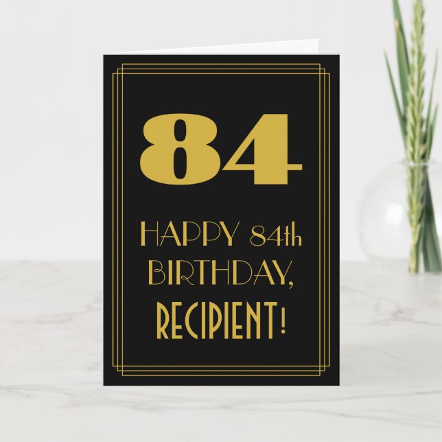 Tarjeta 84º cumpleaños - Aspecto inspirado en el Art Deco  (Anverso)
