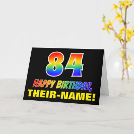 Tarjeta 84º cumpleaños: audaz, divertido, simple, arcoiris
