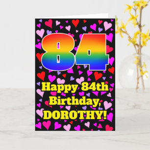 Tarjeta 84º cumpleaños: Patrón de corazón amoroso, arcoiri
