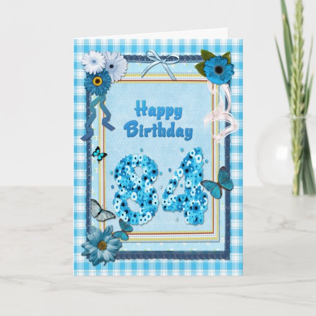 Tarjeta 84.º cumpleaños con un efecto scrapbook (Anverso)
