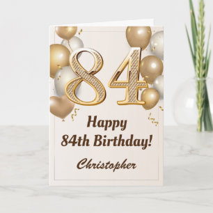Tarjeta 84.º cumpleaños Globos de oro y cumpleaños de Conf