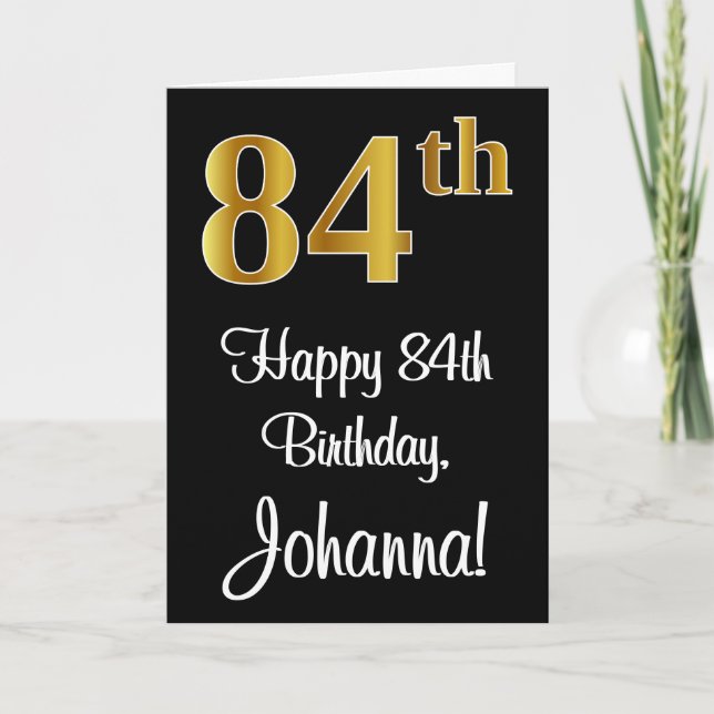 Tarjeta 84 Aniversario ~ Elegante Lujoso Faux Gold Look # (Anverso)