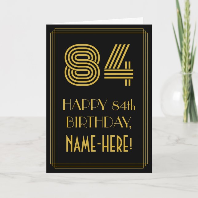 Tarjeta 84° cumpleaños: Aspecto inspirado en el Art Deco " (Anverso)