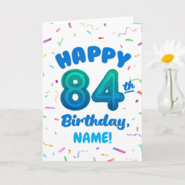 Tarjeta 84th Balloon Number Custom Name Birthday Card