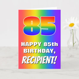 Tarjeta 85º cumpleaños: Colorido, divertido patrón arcoiri