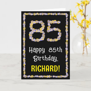 Tarjeta 85º cumpleaños: Flores florales número, nombre per