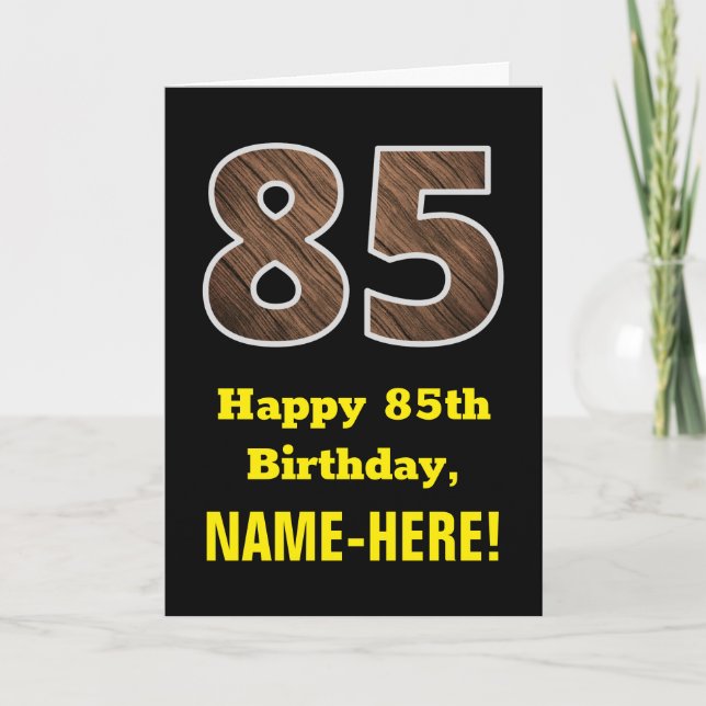 Tarjeta 85º cumpleaños: Nombre, Patrón de grano de madera  (Anverso)