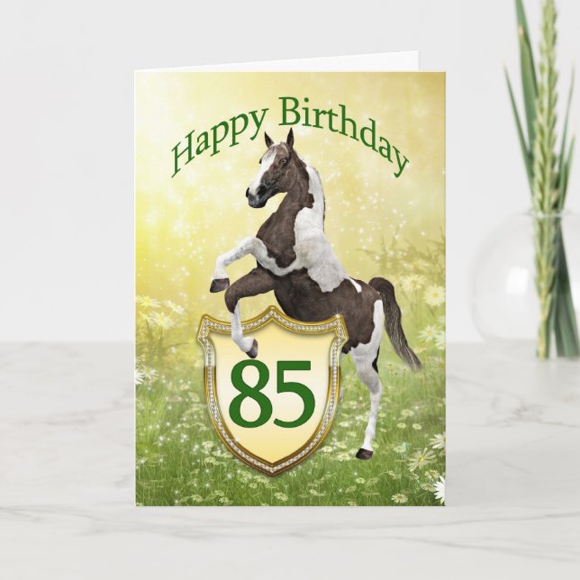 Tarjeta 85.ª carta de cumpleaños con un caballo de cría (Anverso)