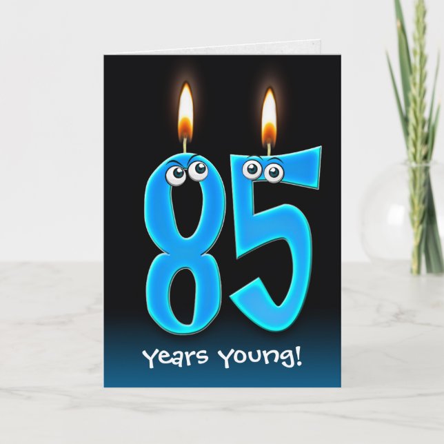 Tarjeta 85.ª Velas de cumpleaños con ojos (Anverso)