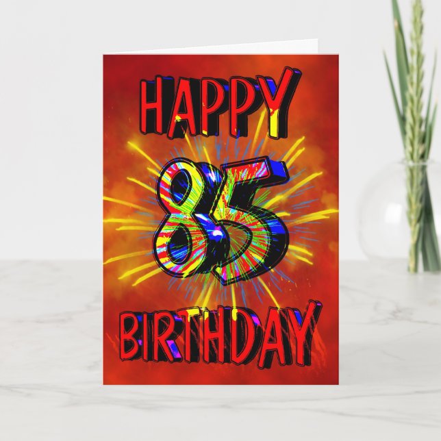Tarjeta 85.º cumpleaños de fuegos artificiales (Anverso)