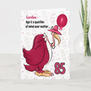Tarjeta 85.º curioso cumpleaños Buzzard rosa con nombre