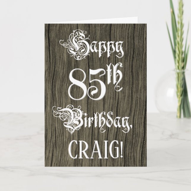 Tarjeta 85 Aniversario: Elegante y brillante texto; aparie (Anverso)