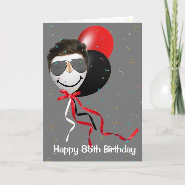 Tarjeta 85 años de fiesta en globo (Anverso)