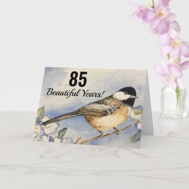 Tarjeta 85 Bellos años Flores de Pollo Cumpleaños (Orquídea)