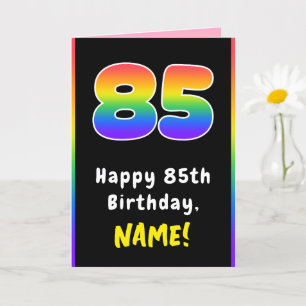 Tarjeta 85 cumpleaños: Arcoíris Colorido # 85, Nombre Pers