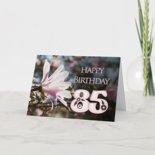 Tarjeta 85o Cumpleaños con la magnolia (Anverso)
