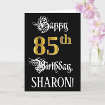 85th Birthday — Fancy Script; Faux Gold Look; Name