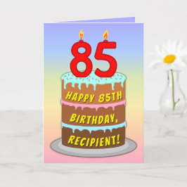 Tarjeta 85th Birthday — Fun Cake & Candles, w/ Custom Name