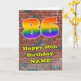 Tarjeta 86º cumpleaños: Arcoiris 86 inspirado en graffitis