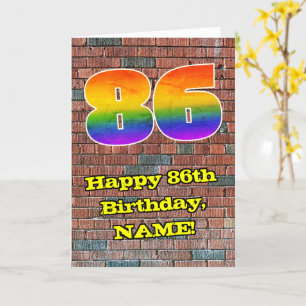 Tarjeta 86º cumpleaños: Arcoiris 86 inspirado en graffitis