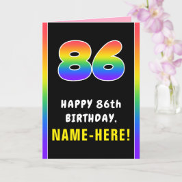 Tarjeta 86º cumpleaños: arcoiris colorido # 86, nombre per