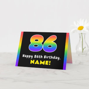 Tarjeta 86º cumpleaños: arcoiris colorido # 86, nombre per