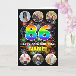 Tarjeta 86º cumpleaños: Arcoiris divertido #, nombre perso