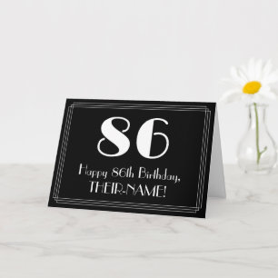 Tarjeta 86º cumpleaños ~ Art Deco Inspirado Aspecto "86",