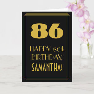 Tarjeta 86º cumpleaños ~ Art Deco Inspirado Aspecto "86" y
