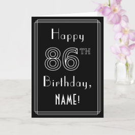 Tarjeta 86º cumpleaños: Art Deco Style # 86 y nombre perso