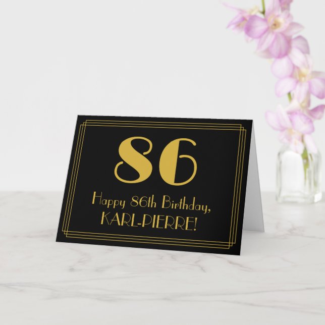 Tarjeta 86º cumpleaños: Aspecto inspirado en el Art Deco " (Orquídea)
