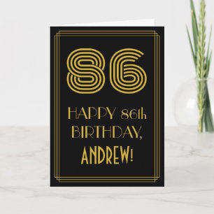 Tarjeta 86º cumpleaños: Aspecto inspirado en el Art Deco "