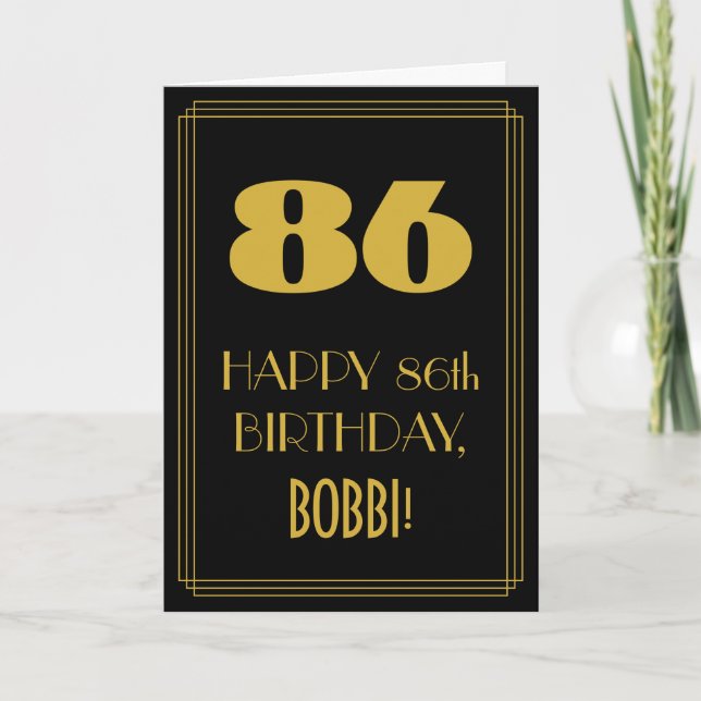 Tarjeta 86º cumpleaños - Aspecto inspirado en el Art Deco  (Anverso)
