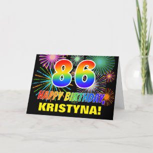 Tarjeta 86º cumpleaños: Negrita, diversión, fuegos artific